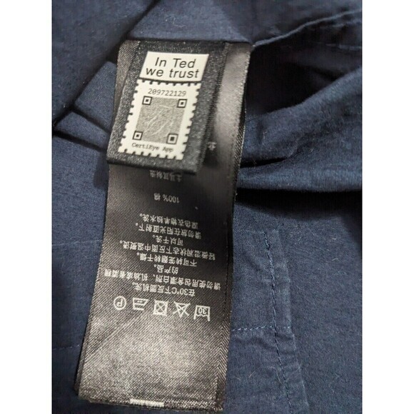 Ted Baker London Men Navy Blue Button Down Dress Shirt Sz 5 XL Magnolia Logo N15 - Picture 7 of 10
